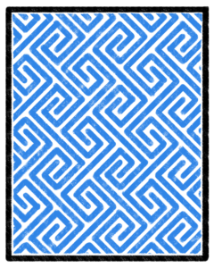 Blue geometric pattern with black border