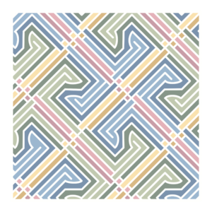 Pastel colored geometric design inspired by Celtic knots and key patterns
